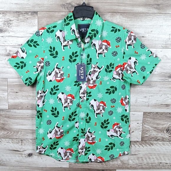 VSTR* Men's Short Sleeve Button Down Curved Hem Chest Pocket Shirt~ Size Small - Picture 4 of 11